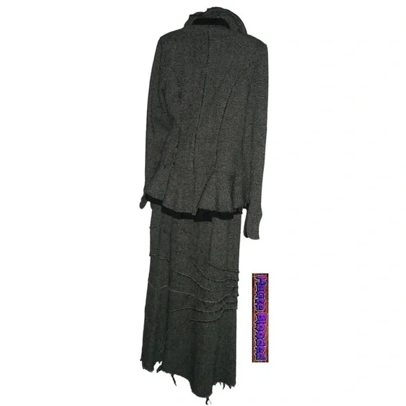 y2k Design Today's Tweed Fray Vintage Suit Punk Dark Academia Steampunk 90s Wool - Picture 10 of 16